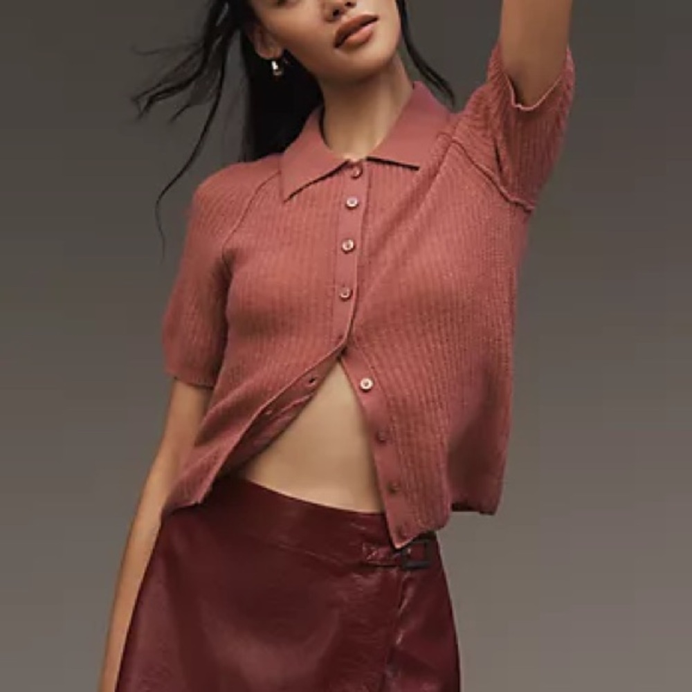 NWT Anthropologie Short Sleeve Cashmere Cardigan Sweater